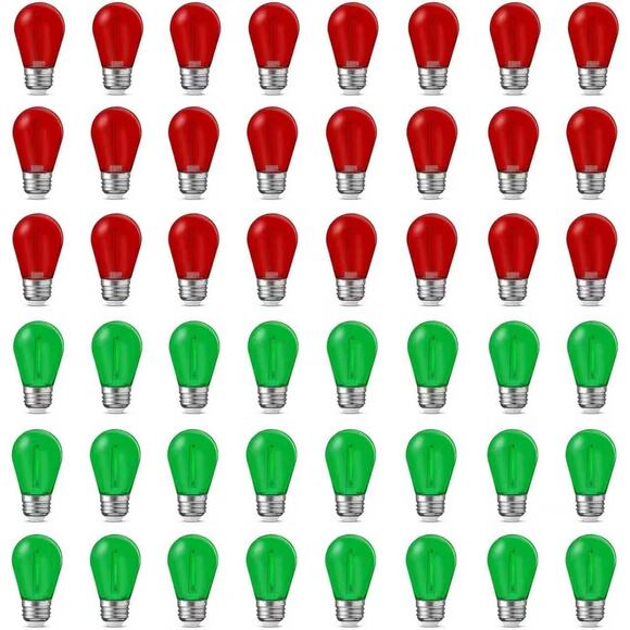 48pcs Christmas LED Bulbs Red & Green S14 E26 Waterproof 1W Outdoor Lights - Picture 2 of 8